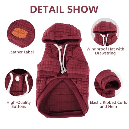 2 Pack Dog Hoodie Sweaters for Small Medium Dogs Warm Dog Clothes for Large Dogs Soft Waffle (Dark Green+Wine Red / XS (Back: 10",Chest: 13", 6-11lbs))