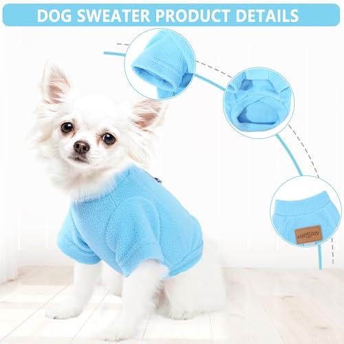 2 Pack Dog Sweaters Warm Fleece Dogs Sweatshirt for Small Medium Dogs with Leash Ring Pet Outfit Puppy Coat Apparel Winter Dog Clothes for Chihuahua (Blue+Steel Blue / Small)