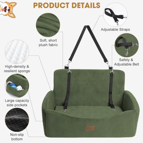 Dog Car Seat for Large Medium Sized Dogs Under 55 lbs (Green / Medium/Large)