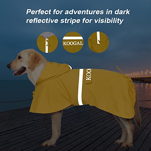 Dog Raincoat Waterproof Hooded (Yellow / 4XL-Fit for 50 to 77 pounds)