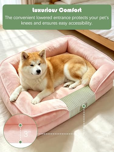 Orthopedic Dog Bed with Sides (48.0"L x 35.0"W x 8.0"Th / Pink)
