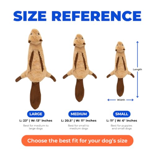 2-in-1 Stuffless Squeaky Dog Toy - Squirrel, Medium (Brown Snow Leopard / Medium)