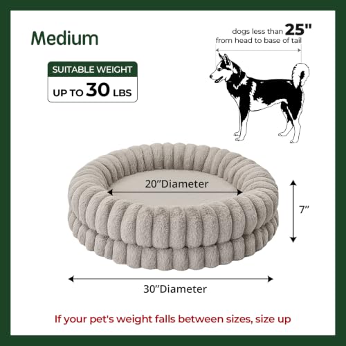 Luxury Donut Dog Bed (30.0"L x 30.0"W x 7.0"Th / Oatmeal)