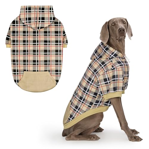 Plaid Dog Hoodie (X-Large / Beige)