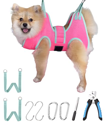 Dog Grooming Hammock (X-Small 8-14 LB/Pink)