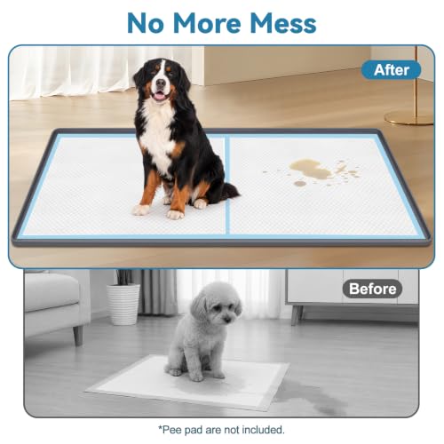 Silicone Dog Pee Pad Holder 51" x 25.6" Potty Training Tray (51“x25.6"-Diamond / Dark Gray)