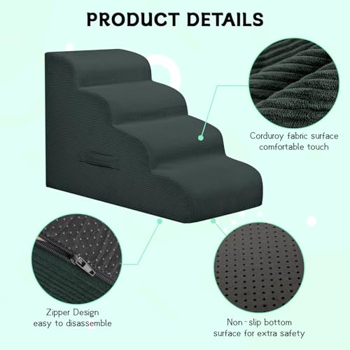 4 Step Dog Stairs Pet Ramp for High Beds (Dark Gray / 4-Step 20"H)