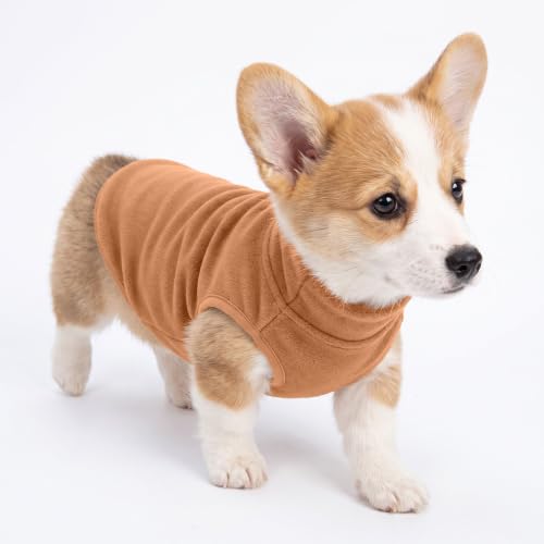 3 Pack Fleece Dog Sweaters for Small Dogs (Lt Blue+Olive+Brown / Medium)