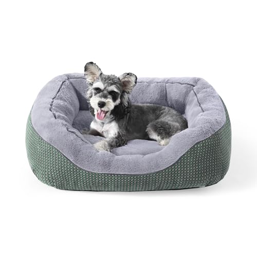 Small Dog Bed Washable Orthopedic Calming Warming Durable Pet Bed with Anti (S (20"x19"x6") / Green)