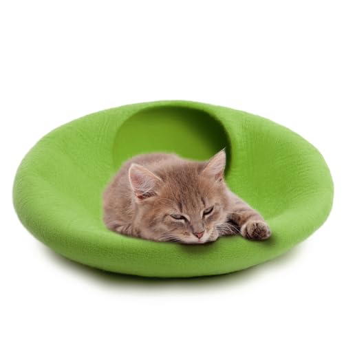 Premium Felt Cat Cave Bed (Green Plain)