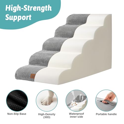 Extra Wide Dog Stair for Small Dog (Grey / Extra Wide:19.7"x33"x22.4")