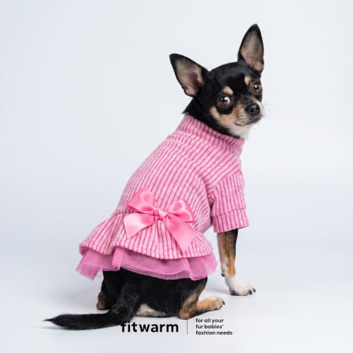 Ribbed Knitted Dog Tutu Dress (X-Small / Light Pink)