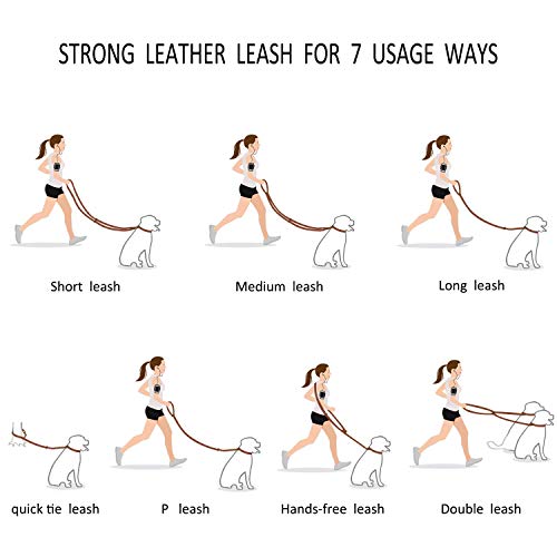 Multi Function 8ft Leather Dog Leash (Brown / 8ft*5/8inch)