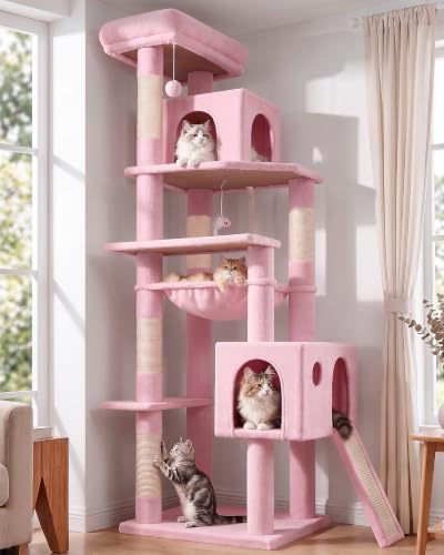 F70 Pro Pink Heavy Duty Cat Tree Tower for Indoor Large Cats (70inch / Pink)