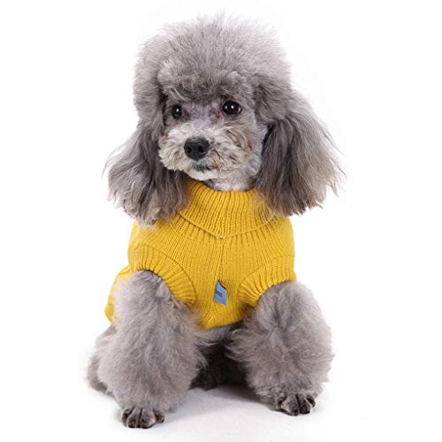 Dog Sweater Soft Warm Turtleneck Knitted Clothes for Small Medium Large Pet (Yellow / XXX-Large)