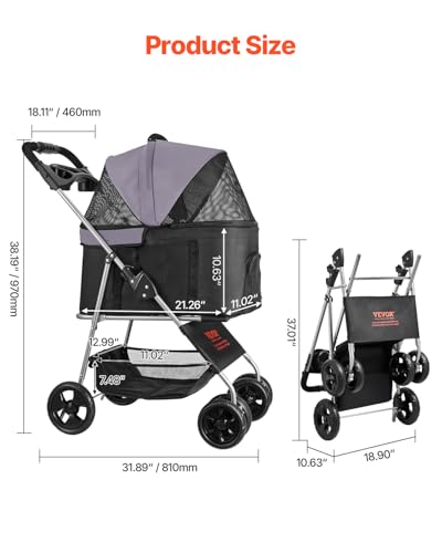 Pet Stroller 35 lbs Weight Capacity (4 wheels, For Pets up to 35 Pound)