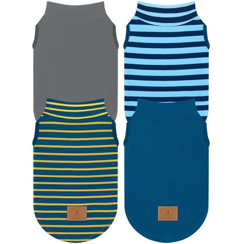4 Pack Dog Sweaters Turtleneck Dog Clothes for Small Medium Large Dogs Boy Girl Warm Puppy Vest Shirt Winter Pullover Pet Sweatshirt Outfits (4X-Large(Chest-29.9") / Navy, Grey, Blue)