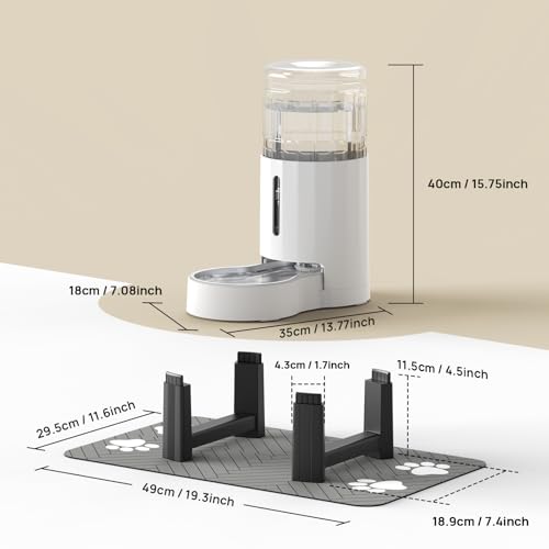 Gravity Dog Water Bowl Dispenser (White / 8L+Stand+Mat)