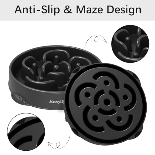 1 Pack Slow Feeder Dog Bowls (H-Black / Large)
