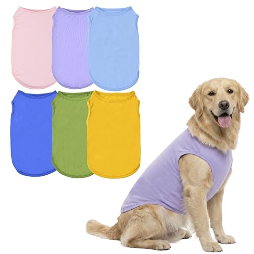 6 Pack Solid Color Dog Shirt Blank Pet Sleeveless Clothes Soft Puppy Cat T (3X-Large)