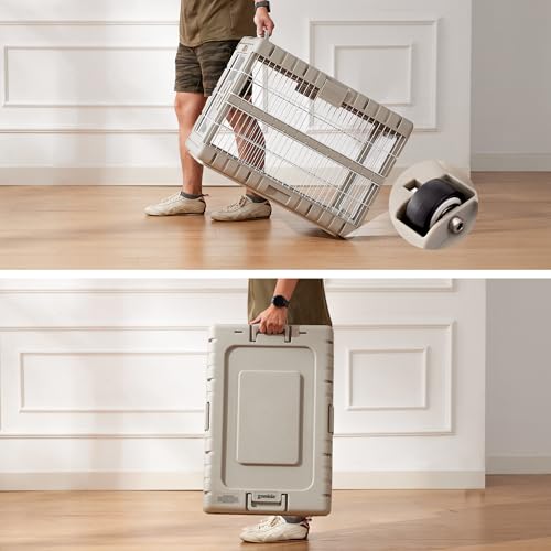 36" L Collapsible Dog Crate for Dogs (Beige / 36.42 x 24.2 x 26 in)