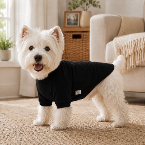 Ribbed Dog T Shirt Cotton Knitted Dog Sweaters for All Season Pet T (XS (for Mini Dog) / Black)