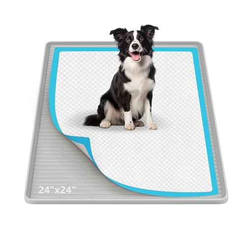 Pee Pad Holder for Dogs 24"x 24" Extra Large Silicone Puppy Pee Pad Tray (24"x24")