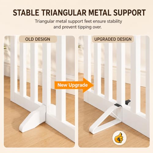 Freestanding Wooden Dog Gate (White / 60″ W × 24″ H)