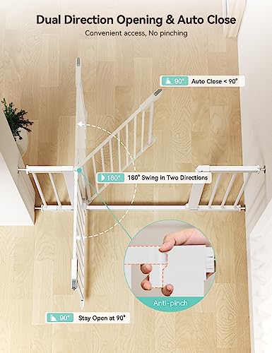 30" Tall Baby Gate for Stairs Doorways (30"Tall 46"Wide / White)