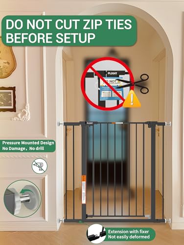 36" Extra Tall Baby Gate for Stairs (Black / 29.5-40.5"W x 36"H)