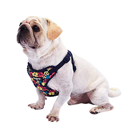 Soft & Comfy Made Well Profound Floral No Pull Mesh Dog Harness Vest in Navy Blue ((17.5" - 21") Chest Girth (Pack of 1) / Navy Blue)