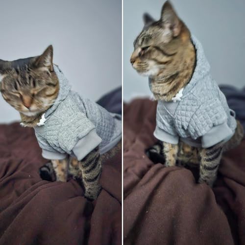 Small Dog Hoodie Sweater with Pockets (Grey / XXS (Back: 8",Chest: 10", Neck: 7.5"))