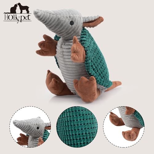 Armadillo Squeaky Dog Toys for Medium Large Dogs (14 IN / Deep Green)