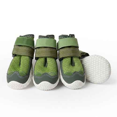 365 Dog Shoes (Green / Size 7: 2.8"x3.15"(W*L) (Pack of 4))