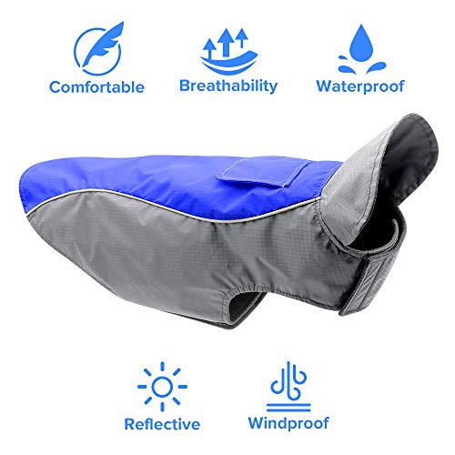 Dog Raincoat Waterproof Coats (Blue-XXL)