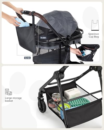 3 in 1 Pet Carrier Stroller for Small (Urban Gray)