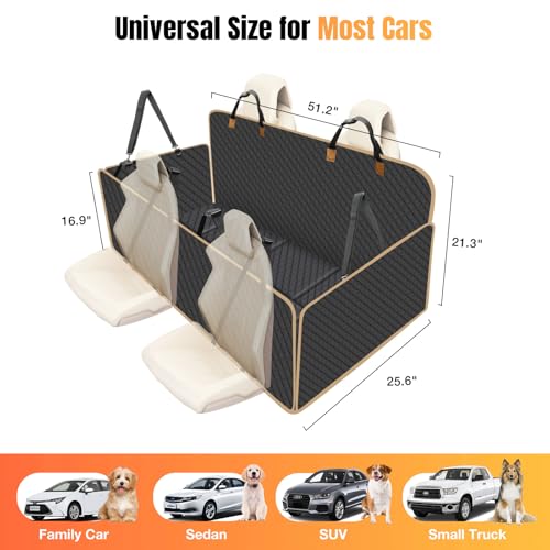 Hard Bottom Dog Car Seat Cover for Back Seat (For Cars/ Mid-Size SUV/ Small Truck / Black)