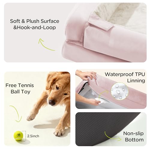 Waterproof Orthopedic Dog Bed for Extra Large Sized Dogs (X-Large(42"L x 30"W x 9"Th) / Pink)