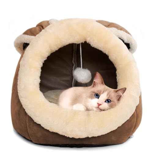 Cat Beds for Indoor Cats (Rabbite Brown / L)