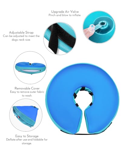 Inflatable Dog Cone (GreenBlue / L+(11"-14"))