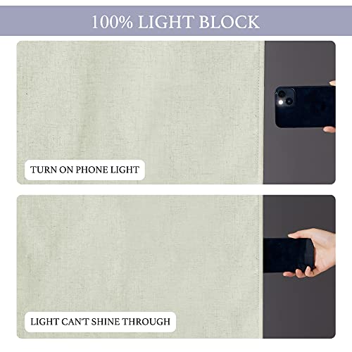 Natural Linen Textured French Door Window Curtains 100% Blackout (Light Sage / 30"W x 69"L (Pack of 1))