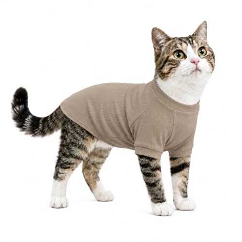 Ribbed Dog T Shirt Cotton Knitted Dog Sweaters for All Season Pet T (XS (for Mini Dog) / Beige)