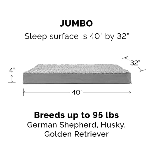 Orthopedic Dog Bed for Large Dogs w (Jumbo / Minky Gray)