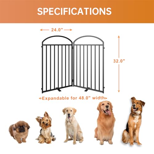 2 Panels Full Matel Freestanding Dog Gates (【2 Panels】48"W*32H" / Black)