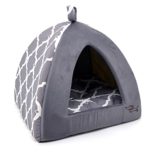 Cat Bed for Indoor Cat (Gray Lattice / 19" x 19" x H:19")