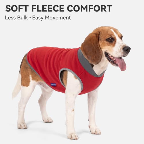 2 Pack Fleece Dog Sweater Pullover Lightweight Reflective Jacket (Medium / 3# Red & Grey)