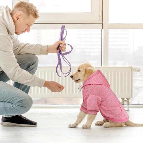 Dog Sweaters for Small Dogs Dog Hoodie Fleece Soft Pet Clothes Sweatshirt with Pocket Pet Hoodie for Small Dogs Puppy Sweater (X-Small / Pink)