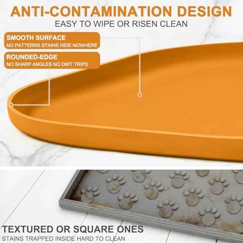 Waterproof Silicone Pet Food Mat with Raised Edge for Dog & Cat (Orange / 24"L x 16"W)