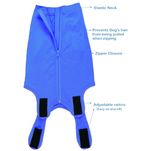 Dog Surgery Recovery Suit (2XL(Back 21- 23" Chest 26- 28" Weight 57- 80lb) / Light Blue)