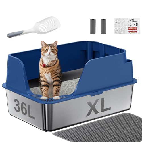 Non Stick Stainless Steel Litter Box (Blue)